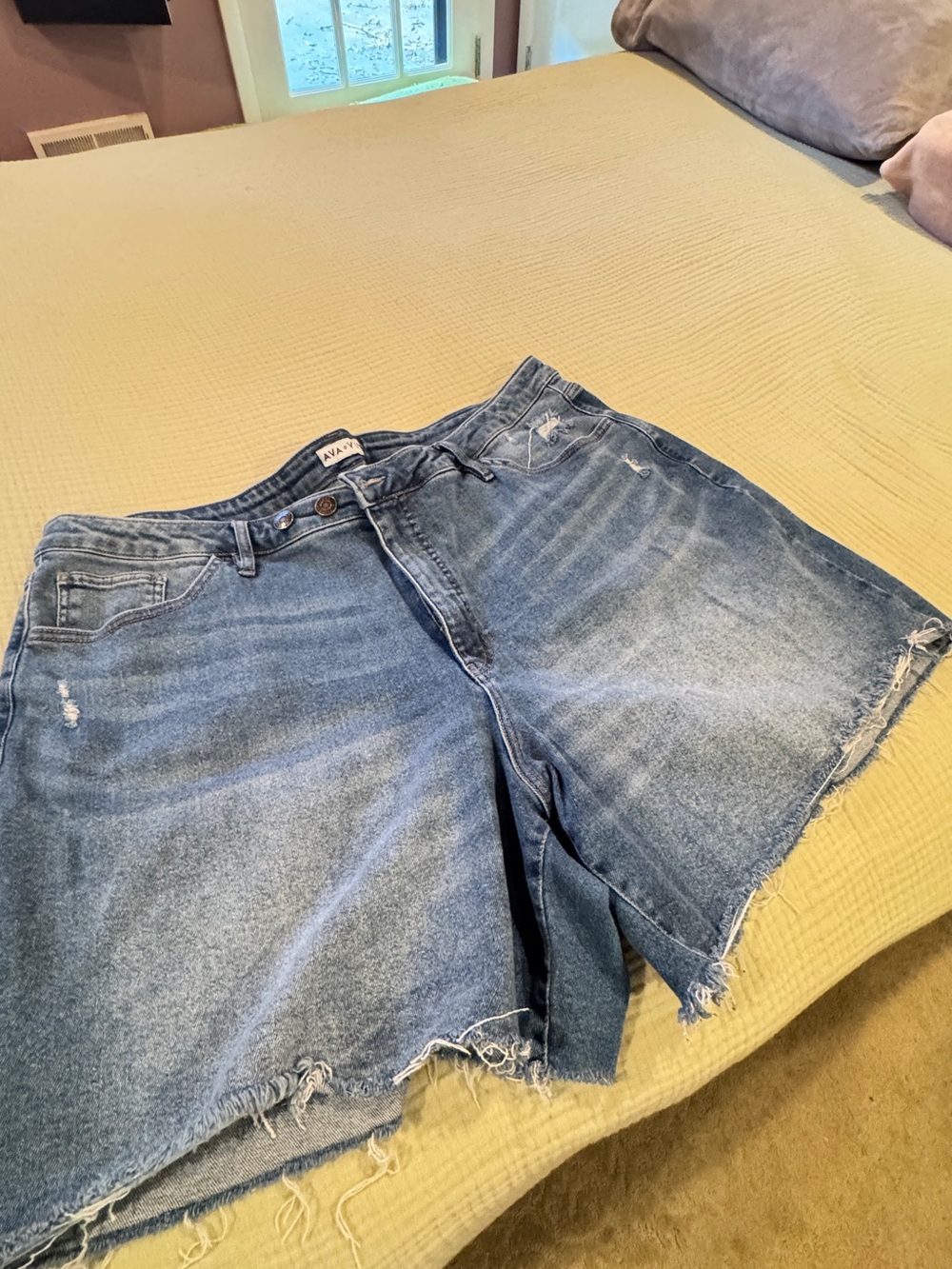 Ava & Viv Distressed Light Blue Denim Jean Shorts